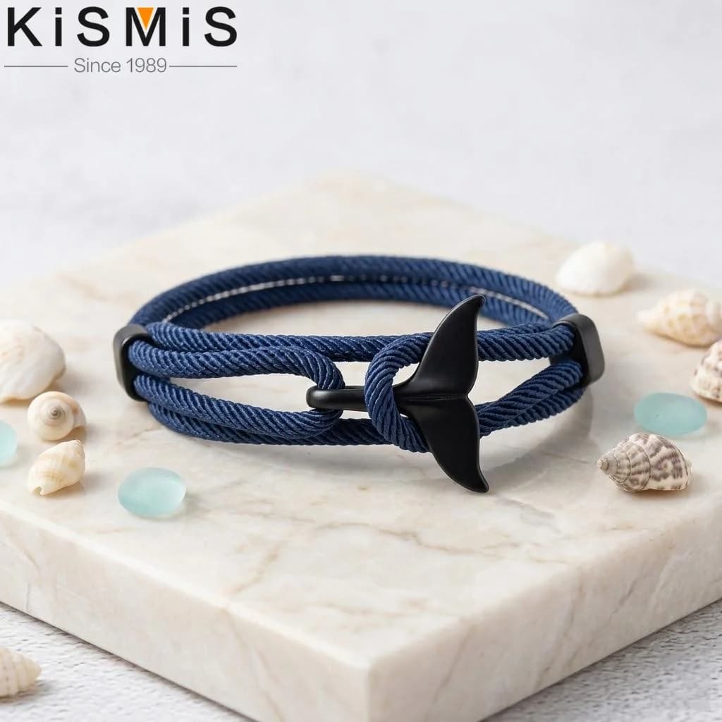 Navy Rope Whale Tail Anchor Bracelet for Men and Women Nautical Marine Style Fashion Jewelry Gift Trendy Hand Chain