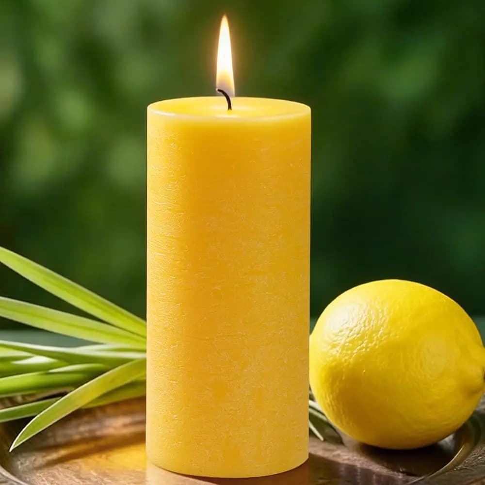 Candele a Colonna alla Citronella, 2.8x6 Pollici, 75 Ore di Durata, Candela a Colonna alla Citronella per Casa Estiva, Essenziale a Base Vegetale