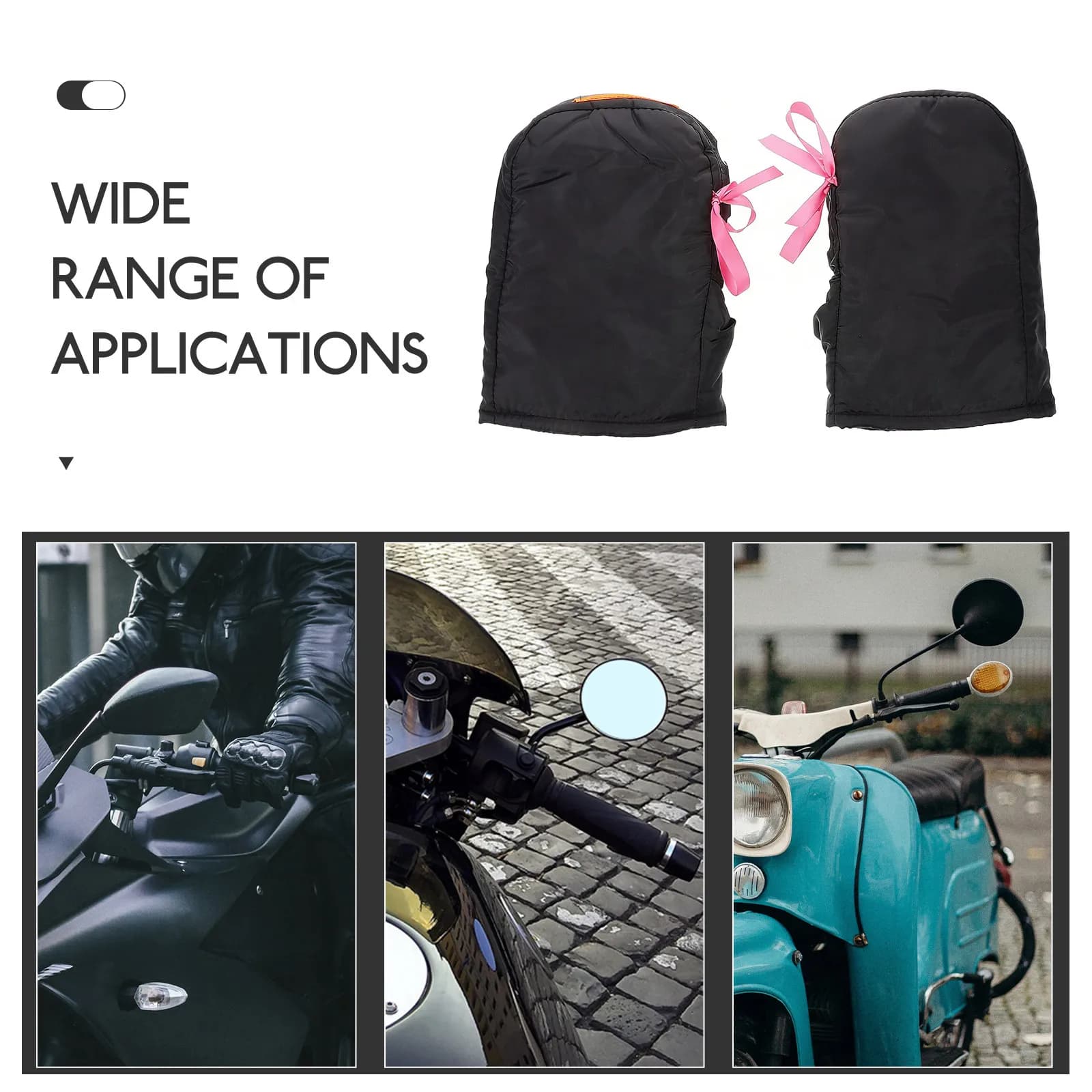 1Pair Handlebar Mittens Cold Weather Motorcycle Winter Riding Gloves Wind Water Resistant for E-Bike Scooter Dirt Bike