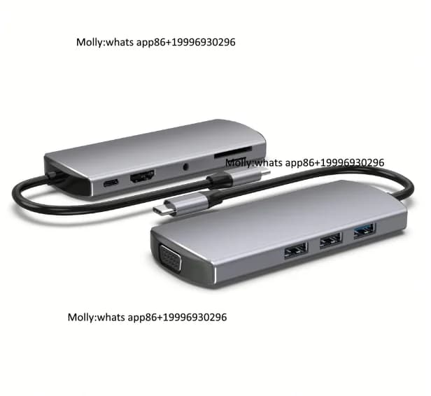 LKL USB C Hub HD-MI Adapter for Monitor, OEM 9 in 1 USB Type C Laptop Docking Station with 4K HD-MI, SD/TF Card Reader