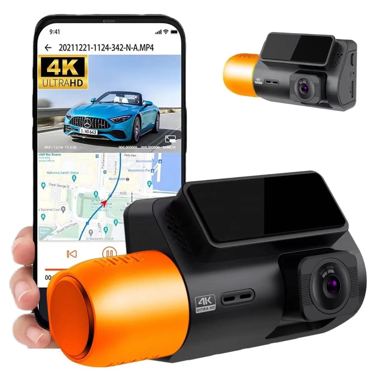 Optional cameras 3 Mirror rearview Car front and interior black box lens Night vision IR 24 hours Parking 4K Dash Cam