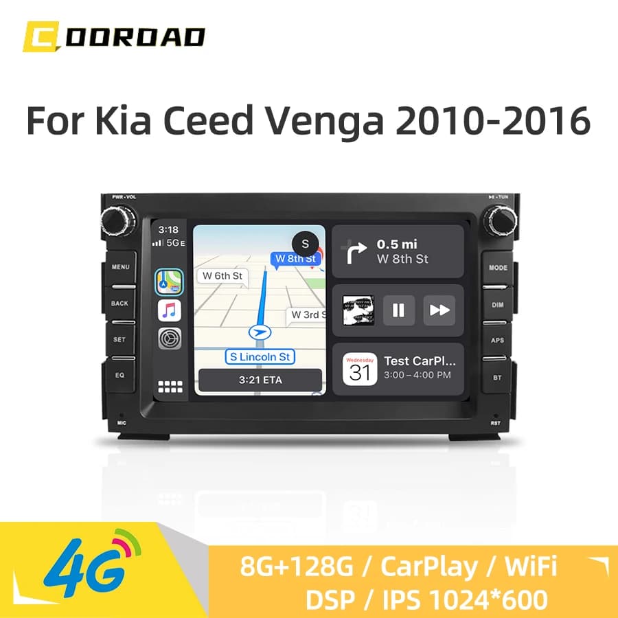Android 14.0 Autoradio Per Kia Ceed Venga 2010-2016 CarPlay Navigazione GPS Veicolo Lettore Multimediale Stereo Auto Audio DSP Stero