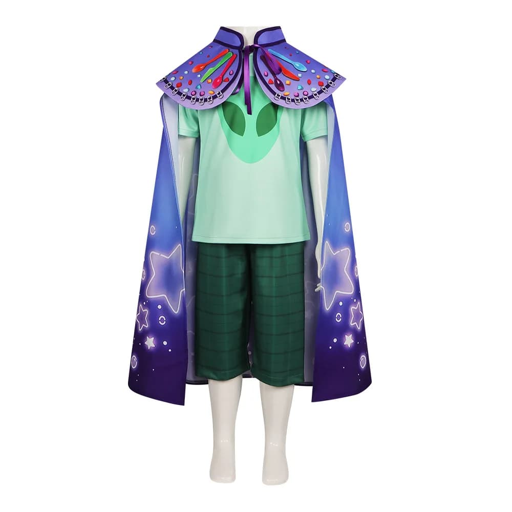 Anime Movie Alien Elio Cosplay Costumes T-shirt Shorts Cloak Sets Kids Boys Halloween Birthday Masquerade Party Carnival Outfits