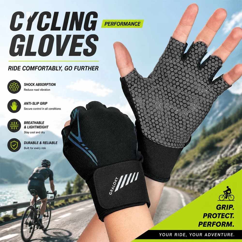 Cycling Gloves Half Finger Breathable Anti-Slip for MTB Road Biking Hiking Running Gym Fitness Workout Outdoor Sports Summer