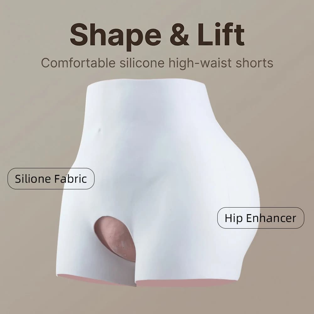 Mutandine modellanti in silicone per donna, senza cavallo, con inserti push-up per glutei, per sollevamento e ingrossamento dei fianchi