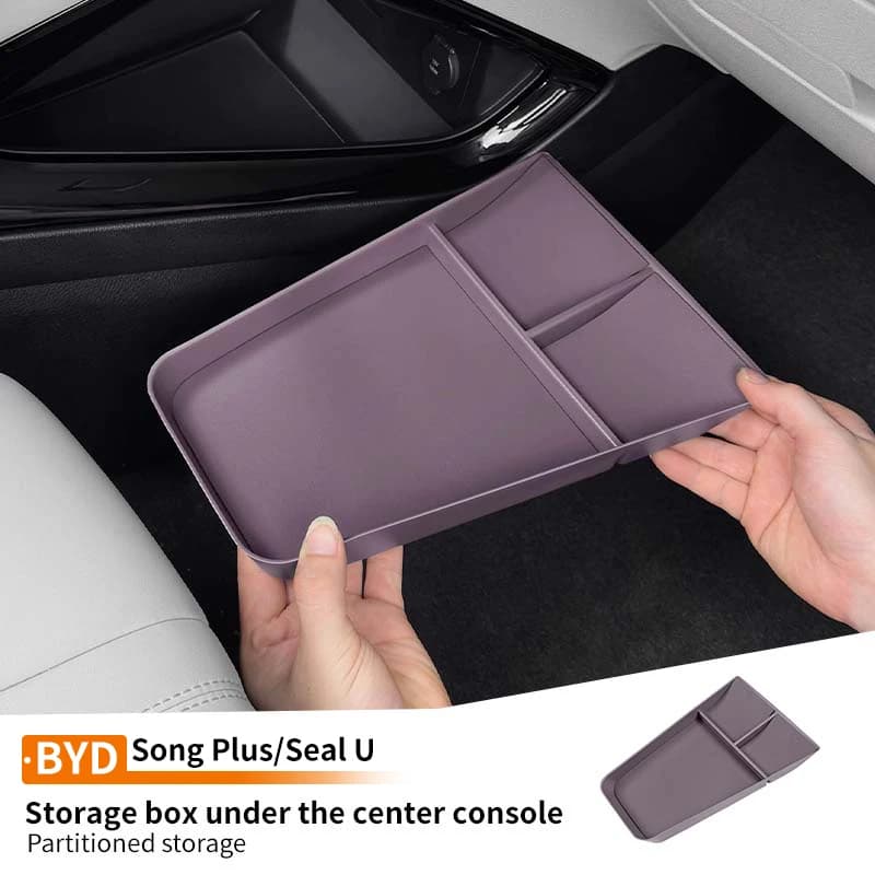 Scatola portaoggetti inferiore per controllo centrale auto Custodia organizer antiscivolo resistente all'usura per Byd Song Plus Sealion 06 Dmi EV 2023-2025