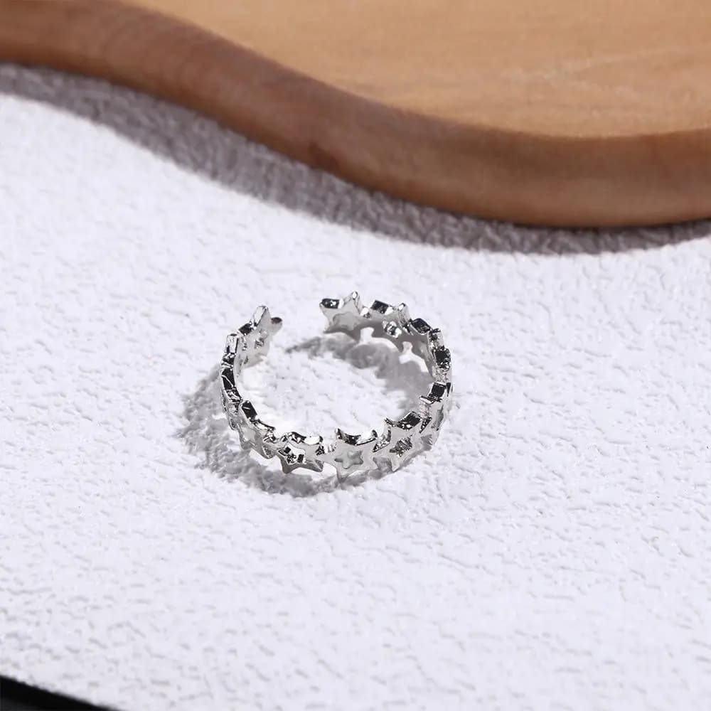 Exquisite Glow in Dark Luminous Star Ring Open Pentagram Glowing Finger Ring Jewelry Korean Style Light Adjustable Ring Overlay