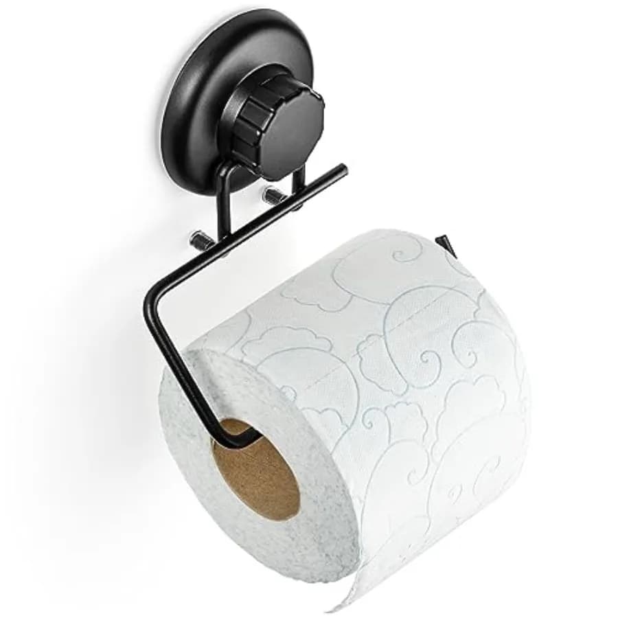 Powerful Vacuum Suction Cup Toilet Paper Holder Wall Mount No Drilling Bathroom Stainless Steel Tissue Roll Dispenser Adhesive