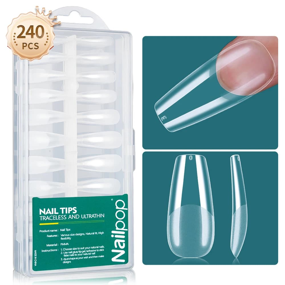 NAILPOP 240PCS Morbido Gel Punte Del Chiodo Kit Copertura Completa Estensioni Del Chiodo Pre-forma Mezza Opaca Acrilico Falso Gelatina Unghie Saloni Casa FAI DA TE