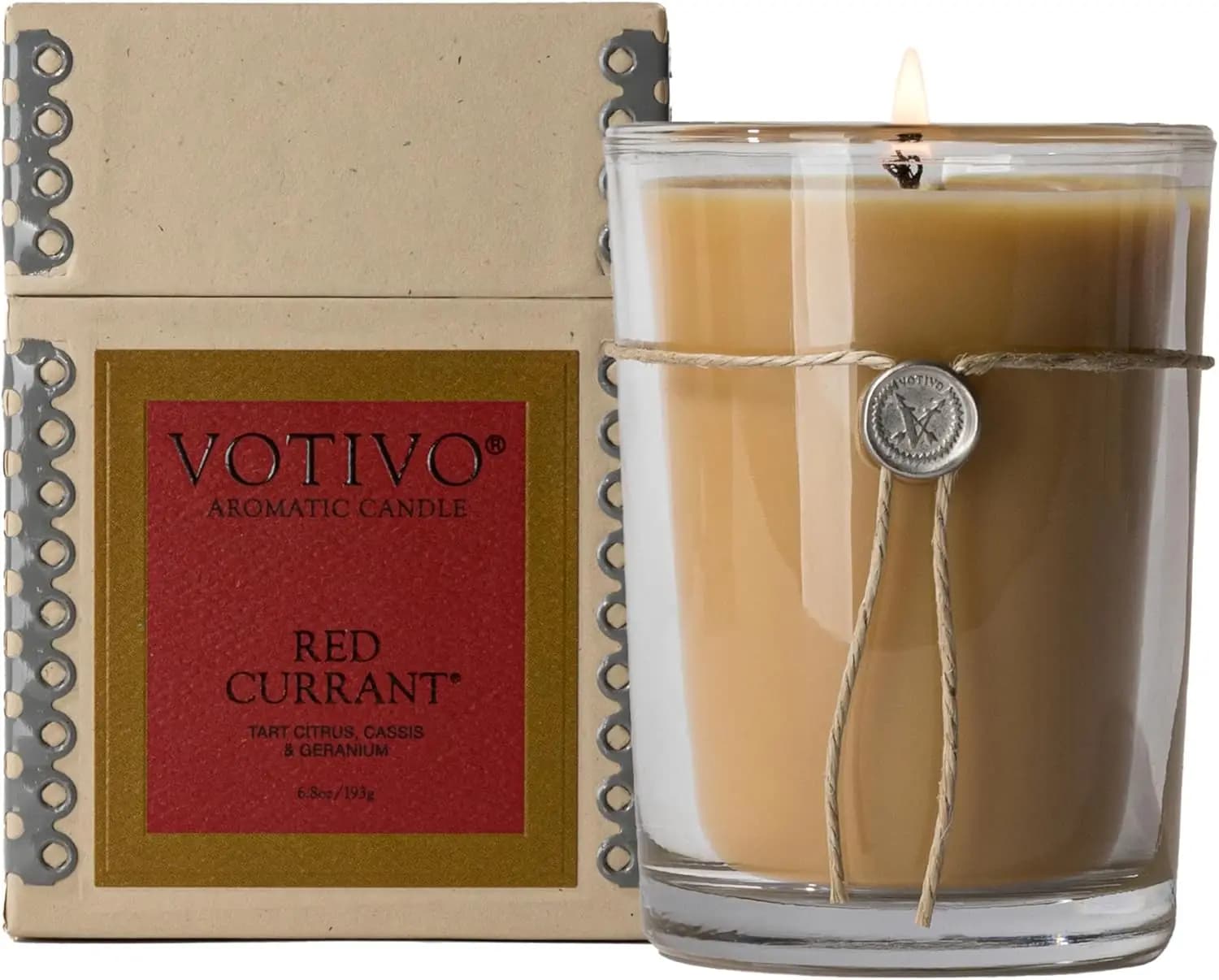 Red Ribes Scented Soy Cera Candle in Elegant Glass Jar, Long Life and Highly Fragrant for Home