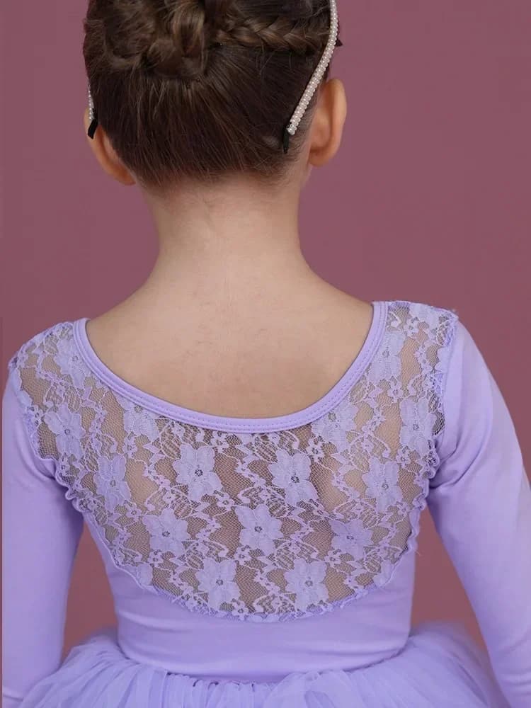 Ragazza Body in pizzo Ginnastica Ballerina Abito Body Danza Bambini Pattinaggio su ghiaccio ritmico Piccolo cigno Costume Spettacolo teatrale
