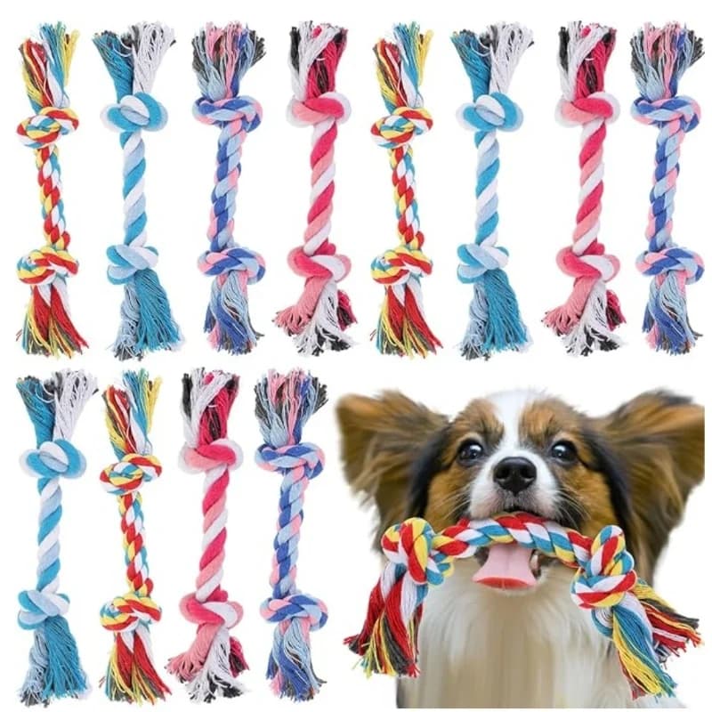 Giocattolo per cani Pet Molare Corda di cotone resistente ai morsi Nodo per cuccioli di piccola taglia Alleviare i denti ripieni per la pulizia dei denti Giocattoli da masticare per animali domestici