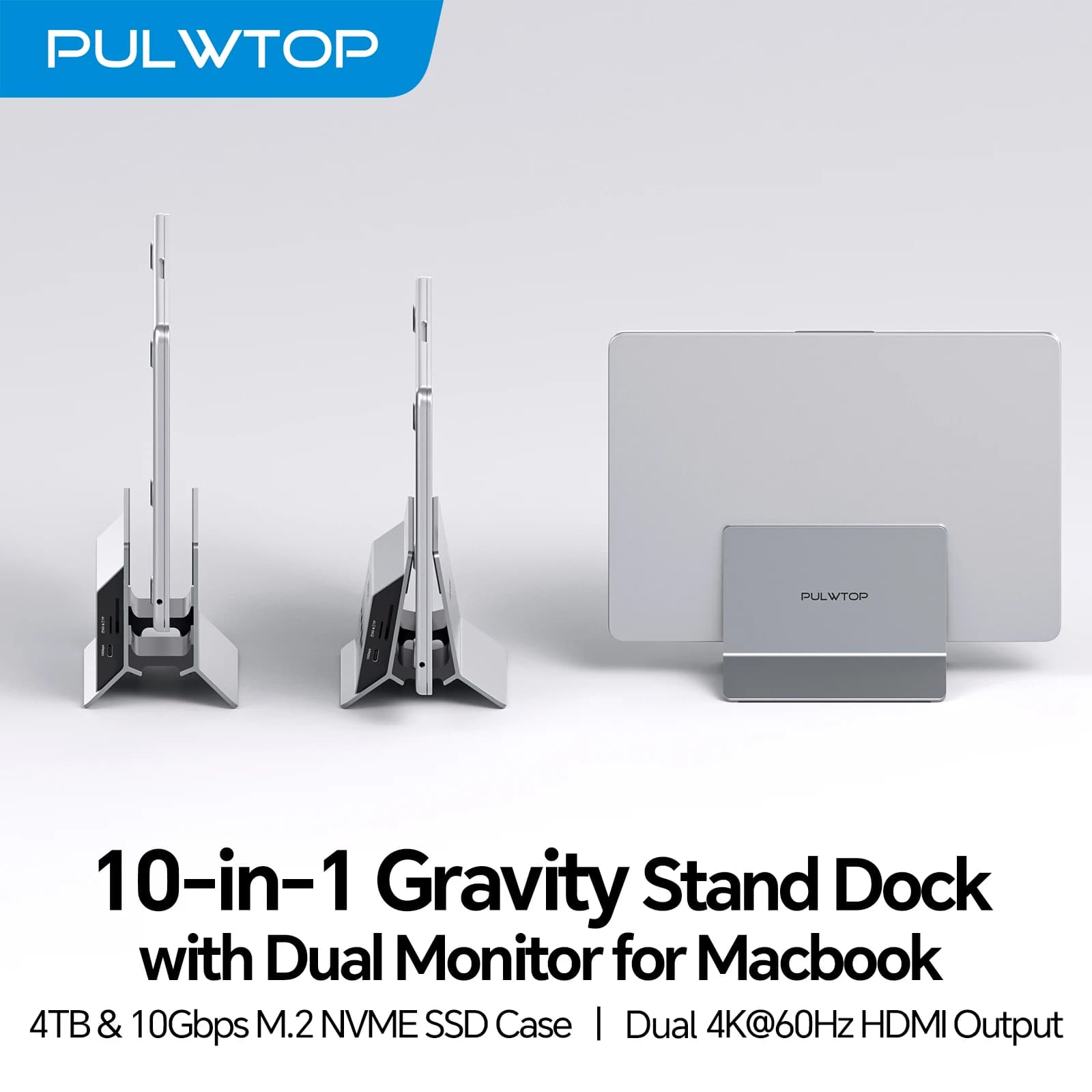 PULWTOP Docking Station per MacBook Pro con 2 HDMI 4K@60Hz, USB A/C 10Gbps, PD, Ethernet, SD/TF, compatibile con MacBook Pro/Air M3/M4/M5