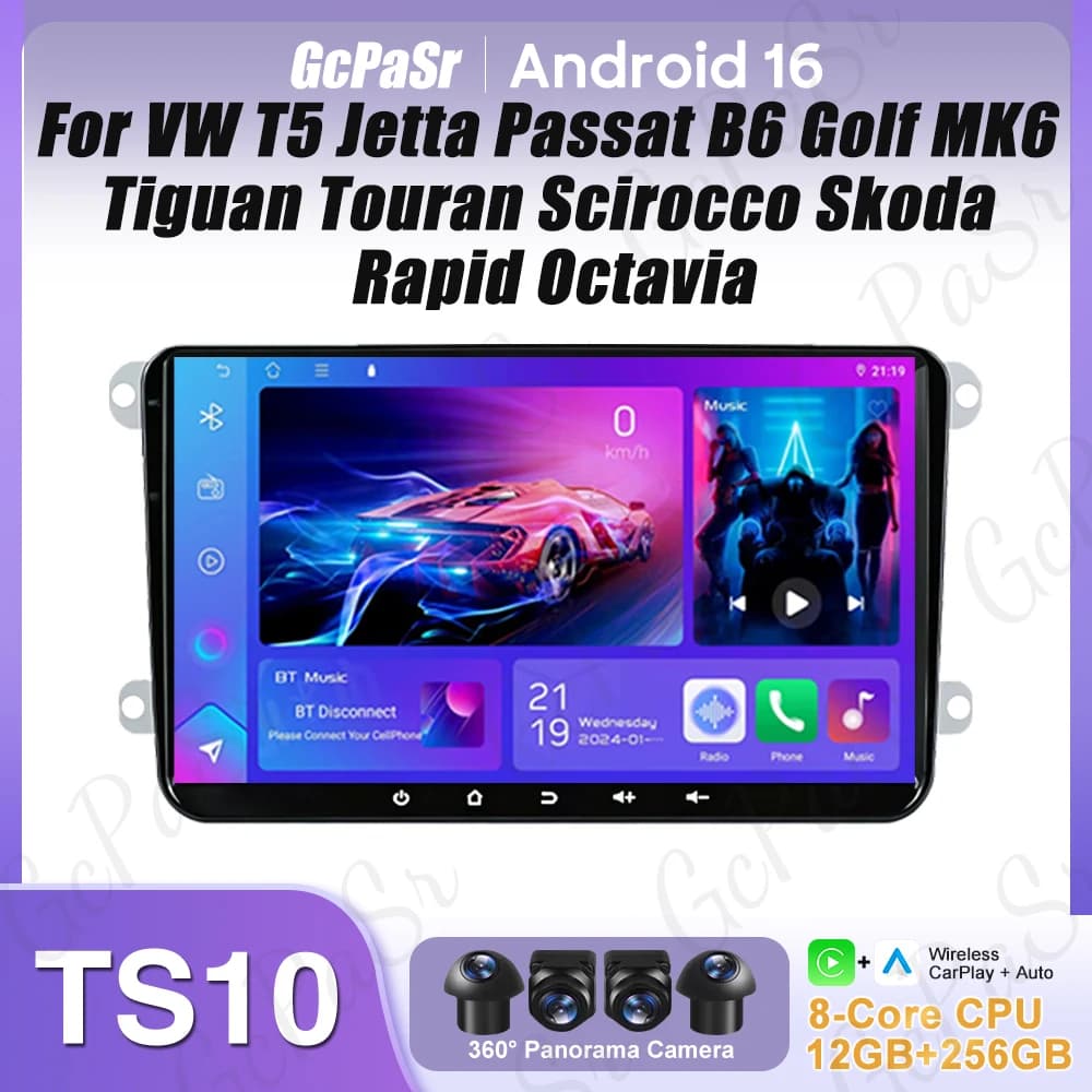 Radio Android Per VW T5 Jetta Passat B6 Golf MK6 Tiguan Touran Scirocco Skoda Rapid Octavia Leon CarPlay Video GPS No 2din Video