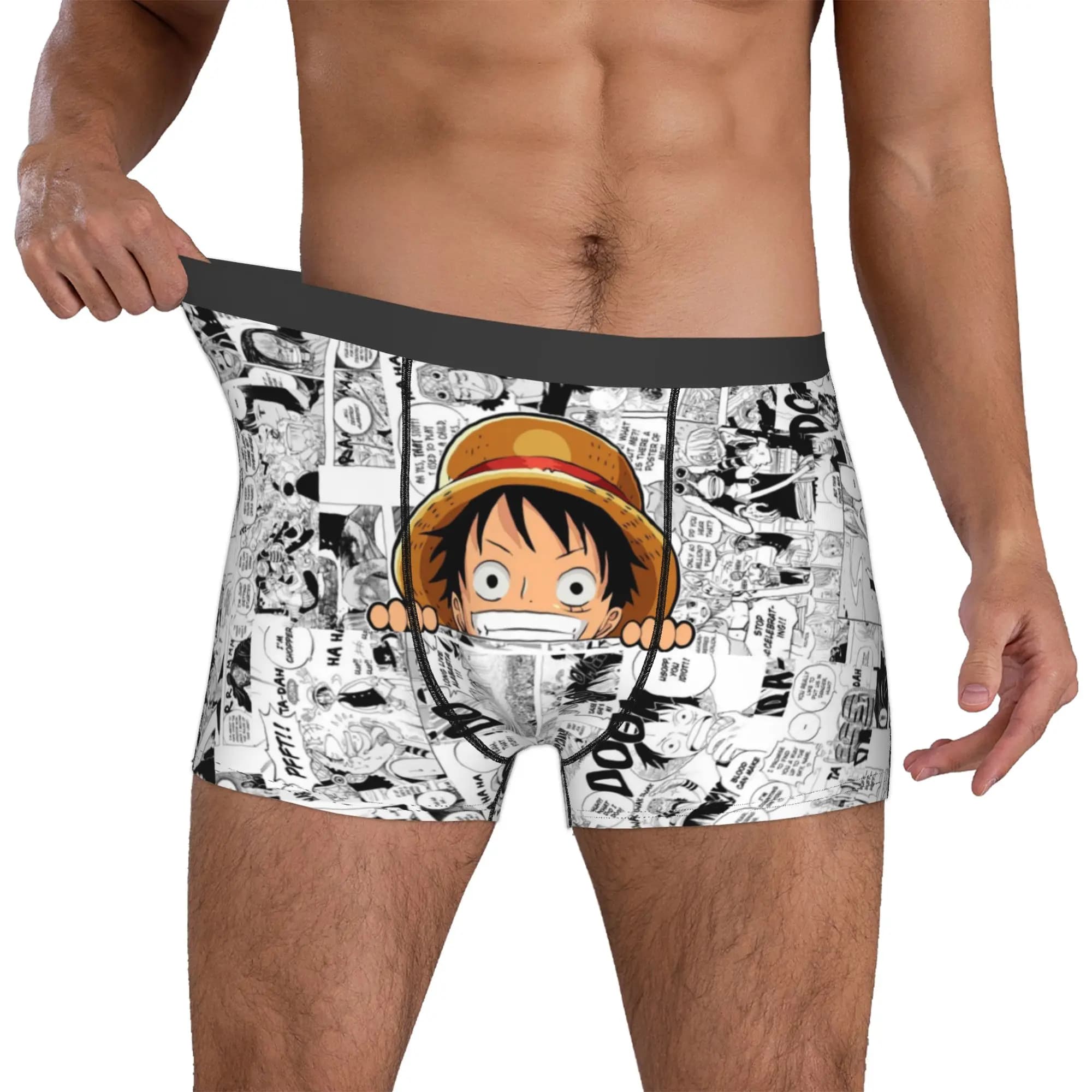One P-Pieces Luffys Boxers Shorts Mens Anime Classic Manga Movie Briefs Underwear Novelty Underpants