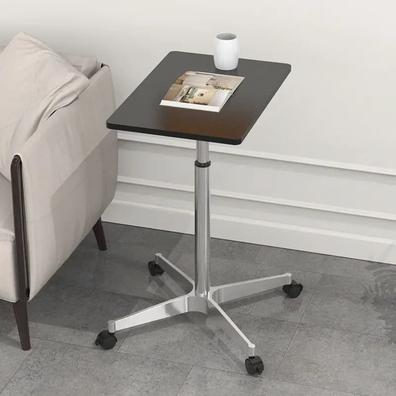 Mobile Laptop Desk with Wheels Adjustable Height Standing Workstation for Bedroom Office Computer Table Sofa Side Cart
