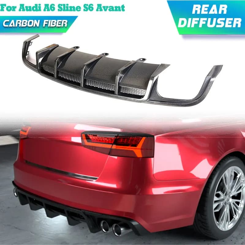 Auto Carbon Fiber Rear Rear Diffuser Lip Spoiler for Audi A6 Sline S6 Avant 2015-2018 Auto Racing Rear Lip Body Kit