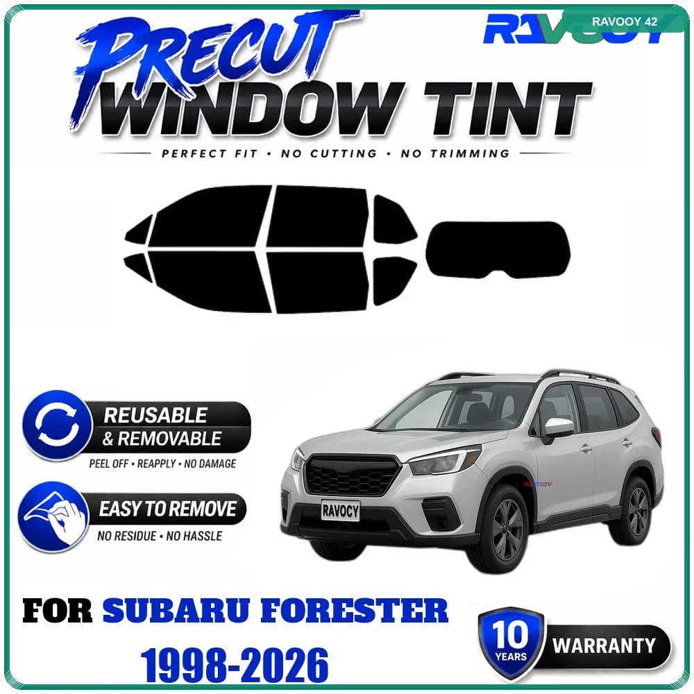 RAVOOY Precut Window Tint, Reusable Removable EPU Film, Custom Fit for Subaru FORESTER 2025-2026, UV Heat Protection