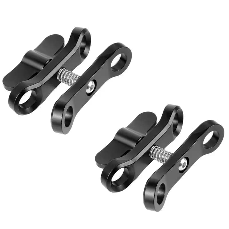 2X Morsetto a farfalla CNC per immersioni subacquee, connettore per luce, attacco a testa sferica, adattatore per treppiede per fotocamere sportive Go Pro 7 e reflex