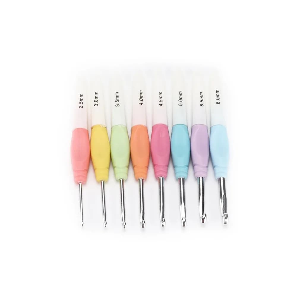 8Pcs Durable Soft NonSlip Grip Crochet Hooks Set Plastic Knitting Needles Set Knitting Crochet Needles Hair Styling