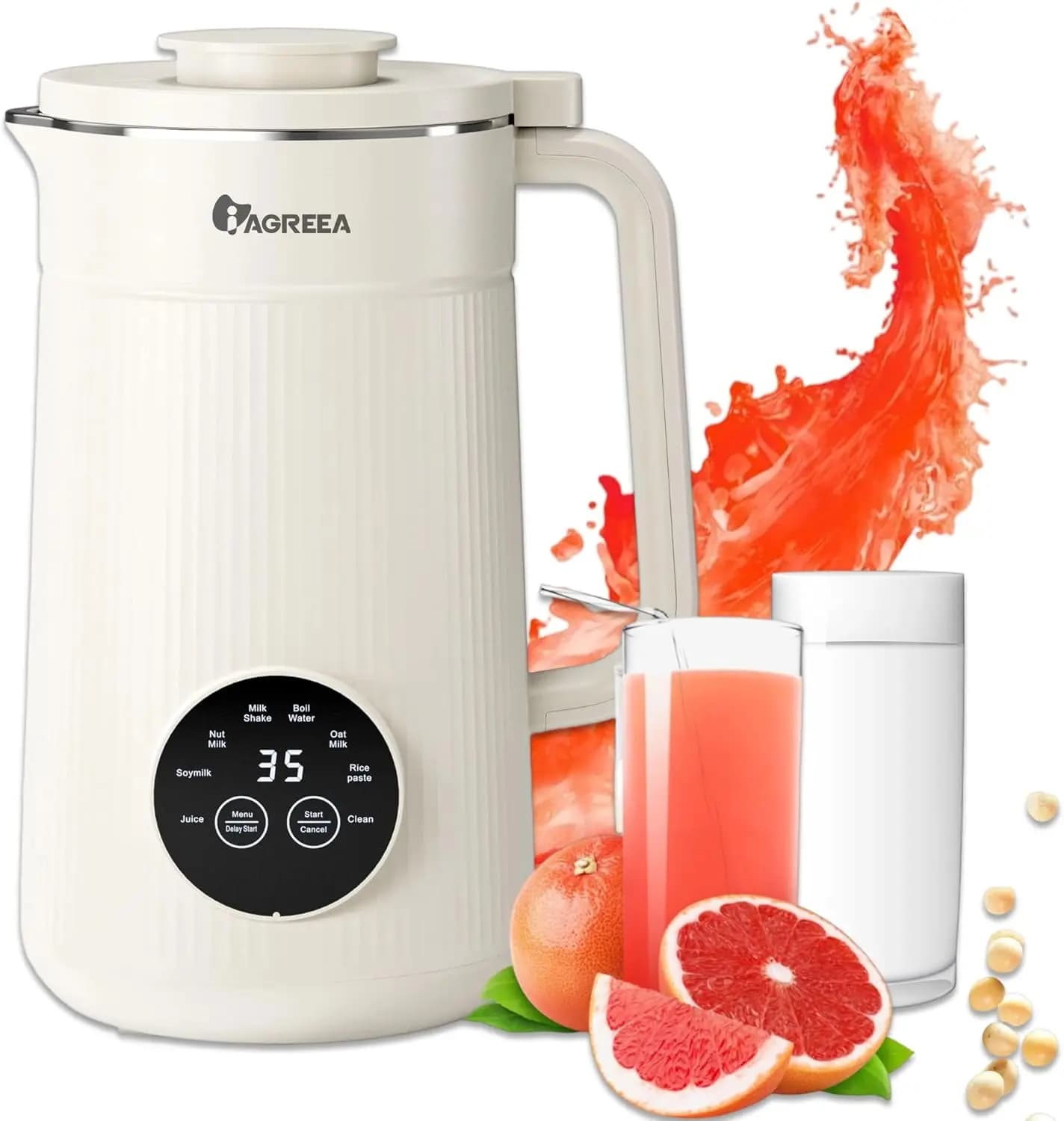 Macchina per Latte Vegetale 8-in-1, Frullatore per Soia e Avena da 35 oz, Senza BPA, Autopulente con 2 Ore di Riscaldamento