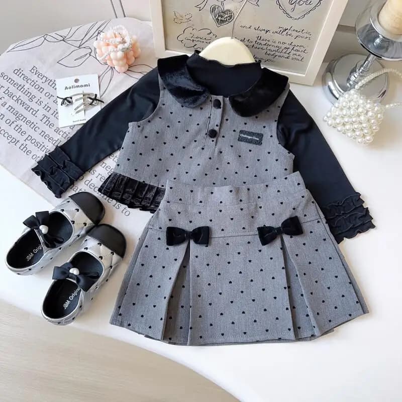 Kawaii Casual Coat Set Moda 2 pezzi Abbigliamento per bambini Neonati Bambini Pelliccia Ragazza Autunno/inverno Donna Coreana 2025 Cappotti Vestiti