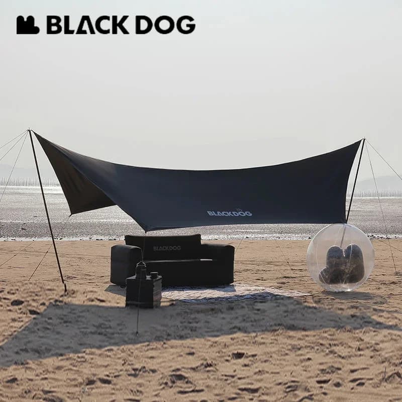 BLACKDOG Tenda da sole grande 5,5x2,9 M per UPF50+Riparo Rivestimento nero Impermeabile PU3000 15 ㎡ Telo da campeggio portatile