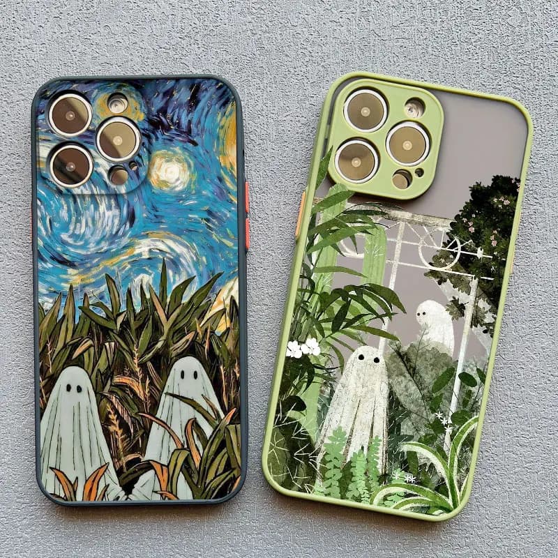 Custodia per telefono antiurto fantasma carino per iPhone 13 12 Pro Max Mini 17 16 15 11 Pro Max 14 Plus SE2 XS X XR Cover posteriore Fundas Shell