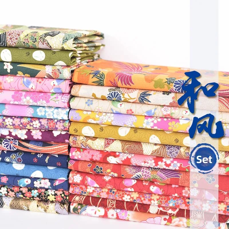 Printed Japanese Fabric Bronzing By The Meter for DIY Bags Decoration Curtains Tablecloth Doll Clothing Sewing Pure Cotton Cloth