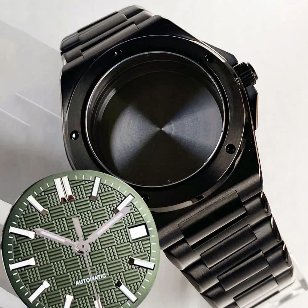 Black Ingenieur watch case NH35A PVD 40mm for NH34 NH36 NH38 NH70/71/72 4R35/36 for men's automatic watch 200m waterproof sapphire