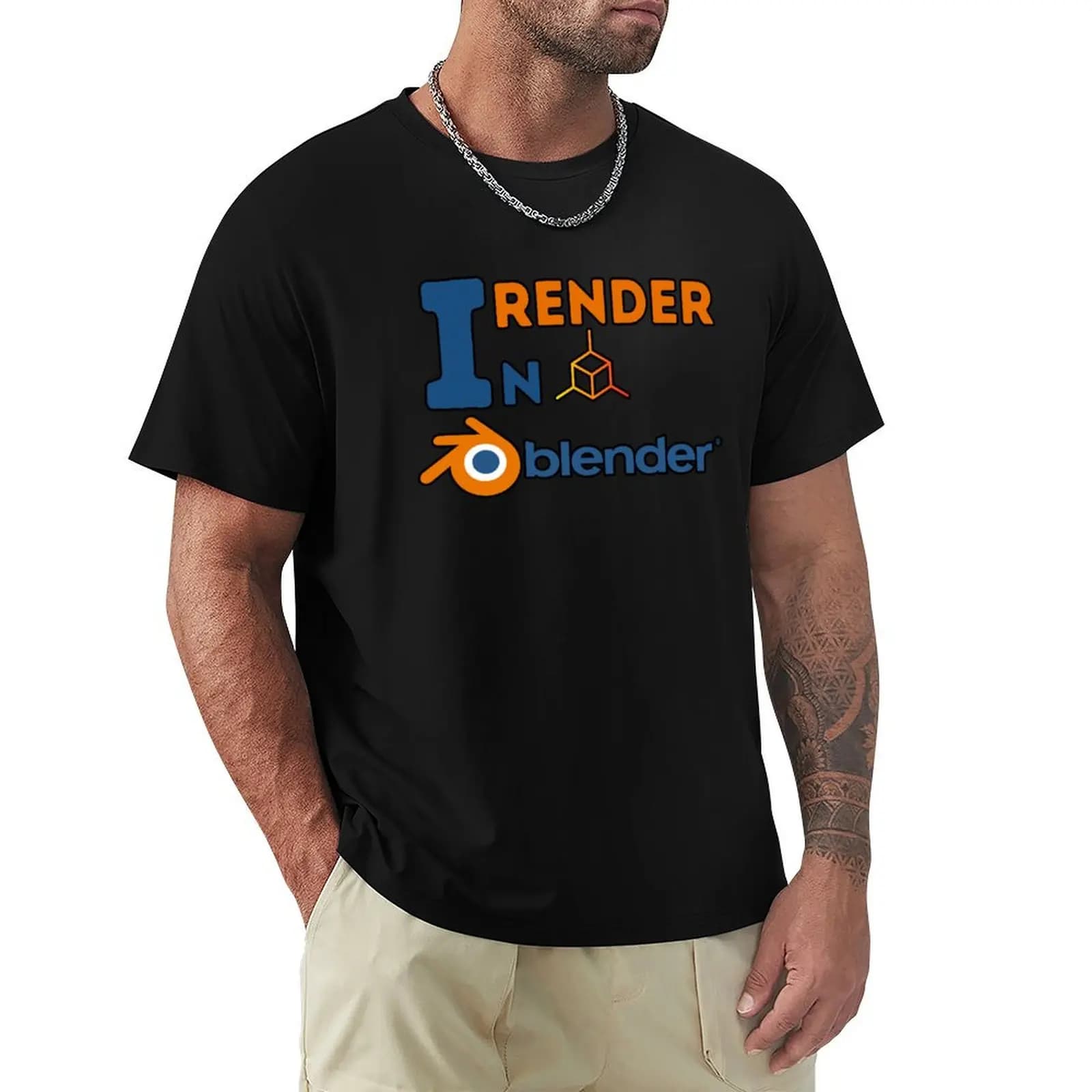 I Render In Blender - Blender 3D T-Shirt Fashion Print Casual Short Sleeve