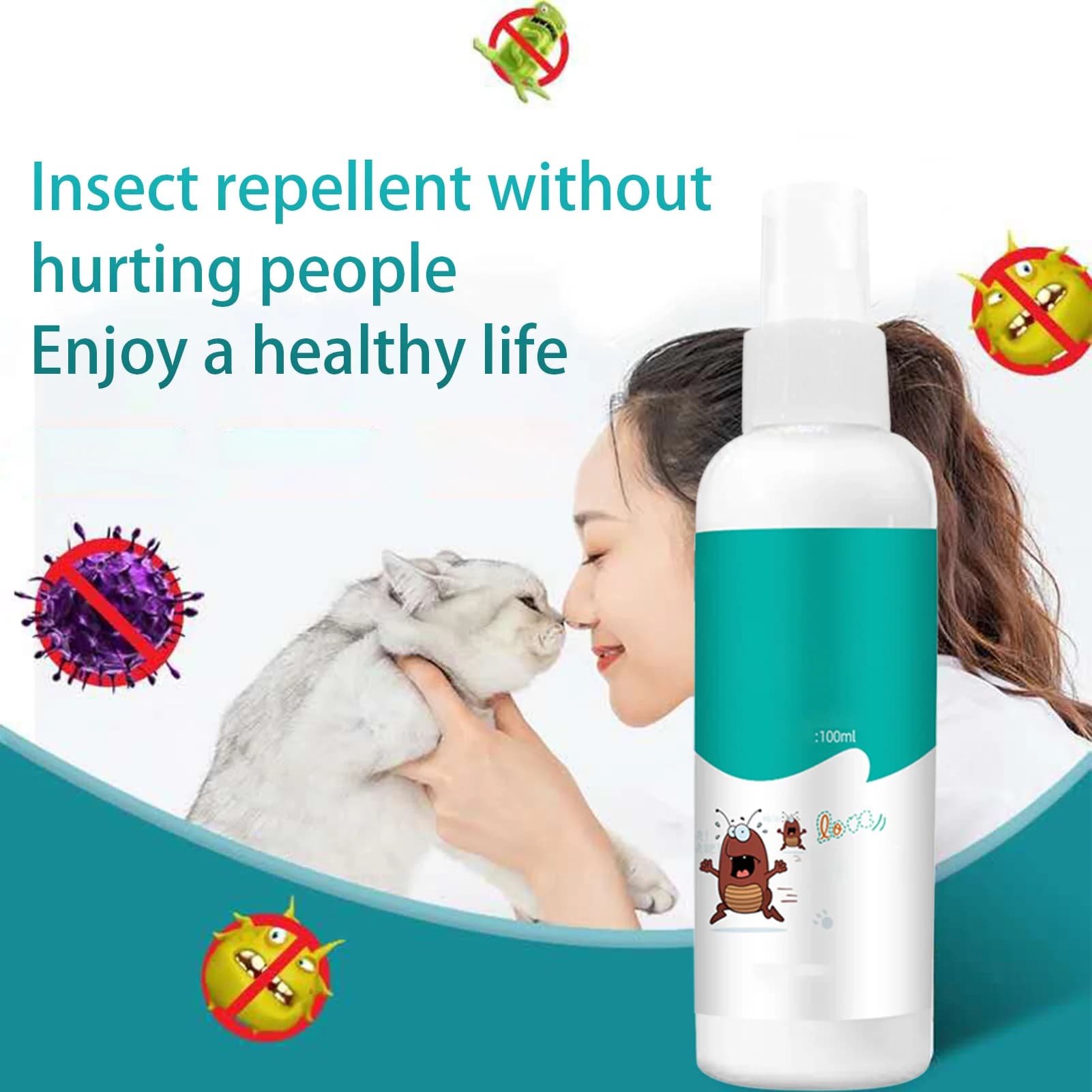 Spray antipulci e zecche per la cura naturale da 100 ml per cani e gatti Trattamento antipulci per cani e gatti all'aperto per interni Assassino delle pulci
