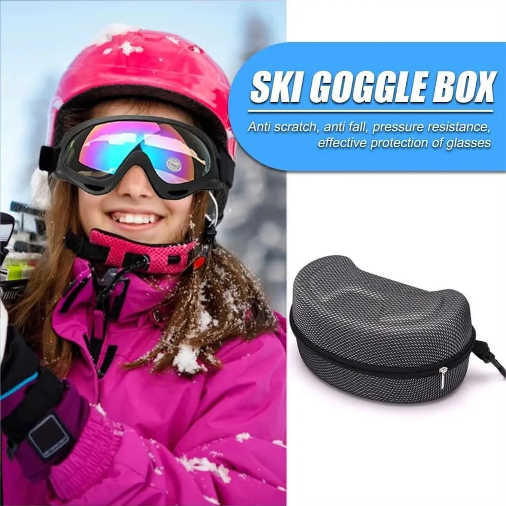 Custodia Rigida Nera in EVA Impermeabile con Cerniera per Occhiali da Snowboard, Custodia per Occhiali da Sci, Custodia per Occhiali da Sole, Scatola per Occhiali da Sci