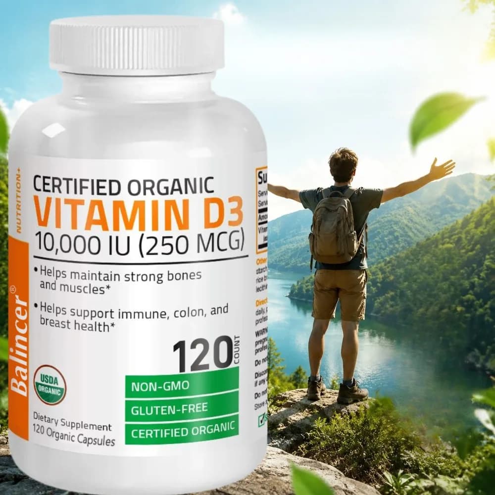 Vitamin D3 10,000 IU Supplements for Women and Men | Bone Health, Teeth and Immune Support | Easy To Swallow