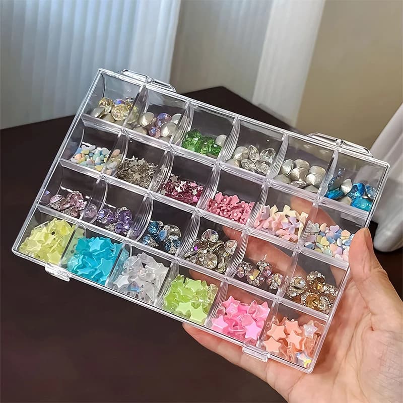 12/21/24 Gioielli Fai Da Te Perline Ricamo Organizzatore Contenitore Griglie Nail Art Organizer Box Glitter Strass Gemme Custodia Scatola di Immagazzinaggio