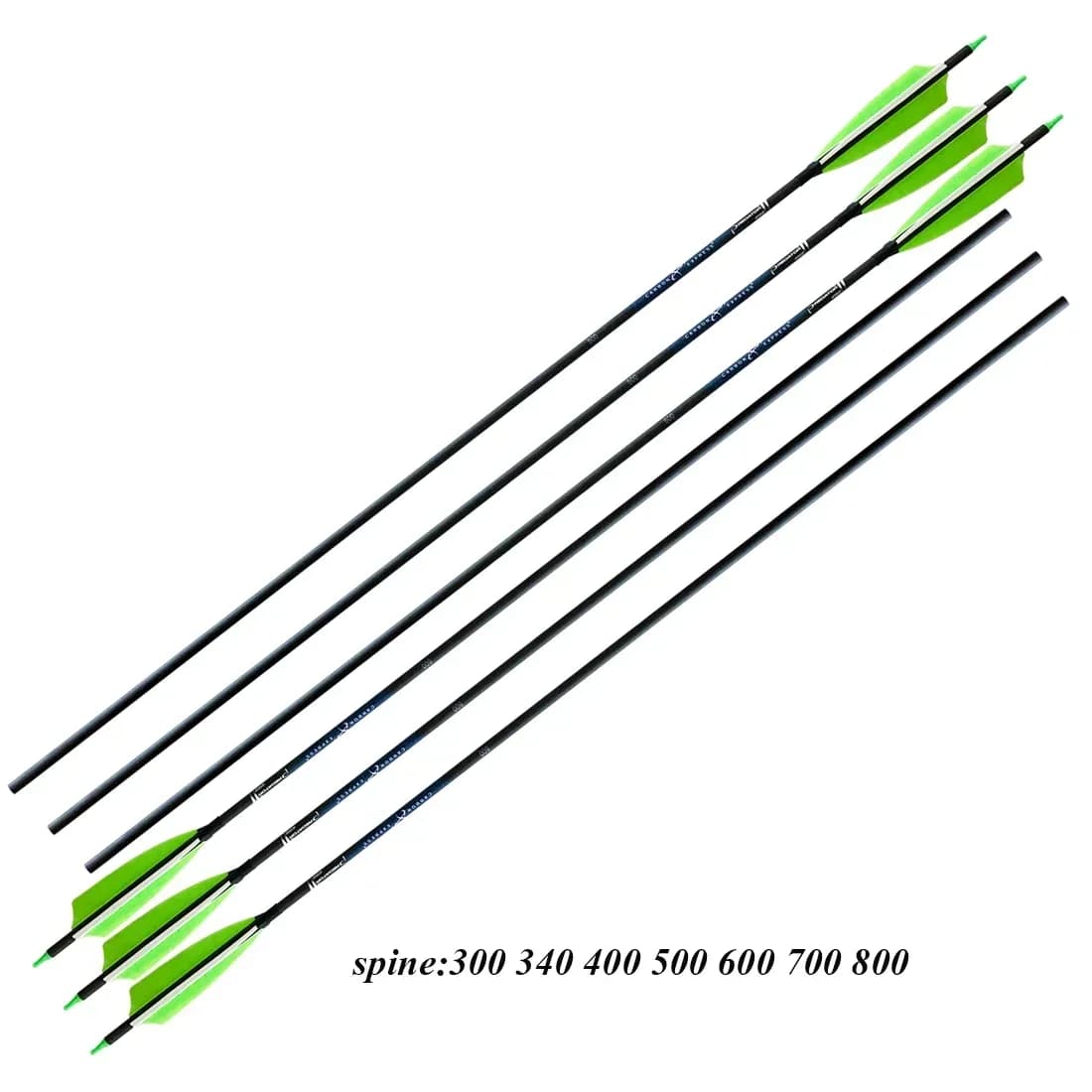 Freccia in carbonio per tiro con l'arco con punta di piuma di tacchino, tiro da caccia, Spine300, 340, 400, 500, 600, 700, 800, 75gr, 5 pollici, 12 pezzi