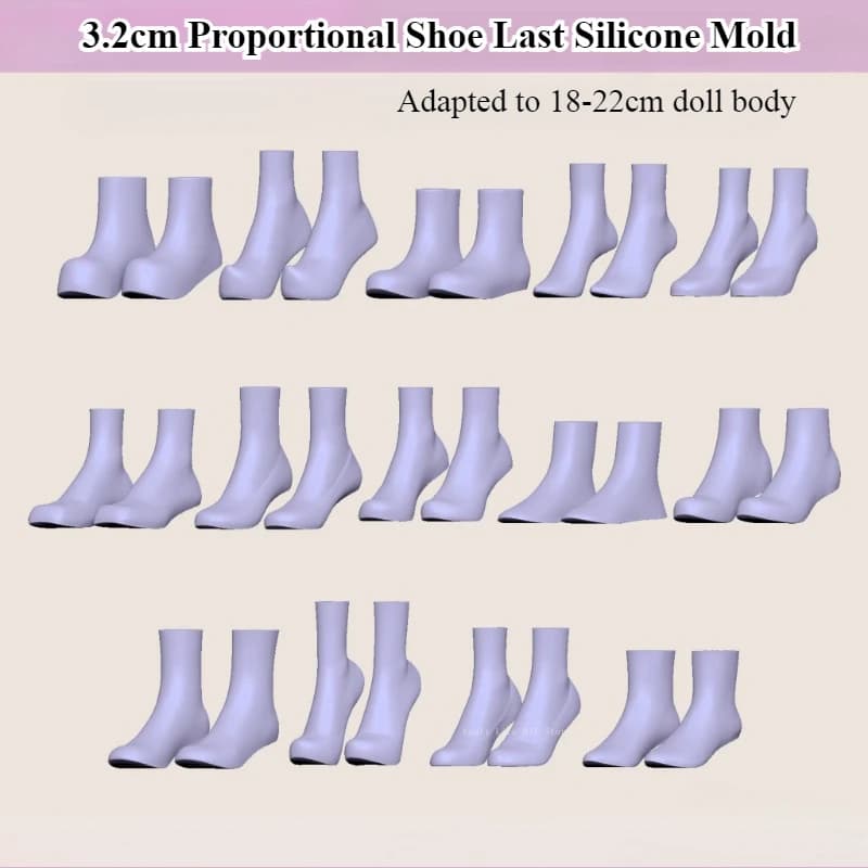 3.2 cm scarpa proporzionale ultimo stampo in silicone stampo per piedi argilla ultraleggera personaggio dei cartoni animati fai da te bambola forma di scarpa strumento in argilla polimerica