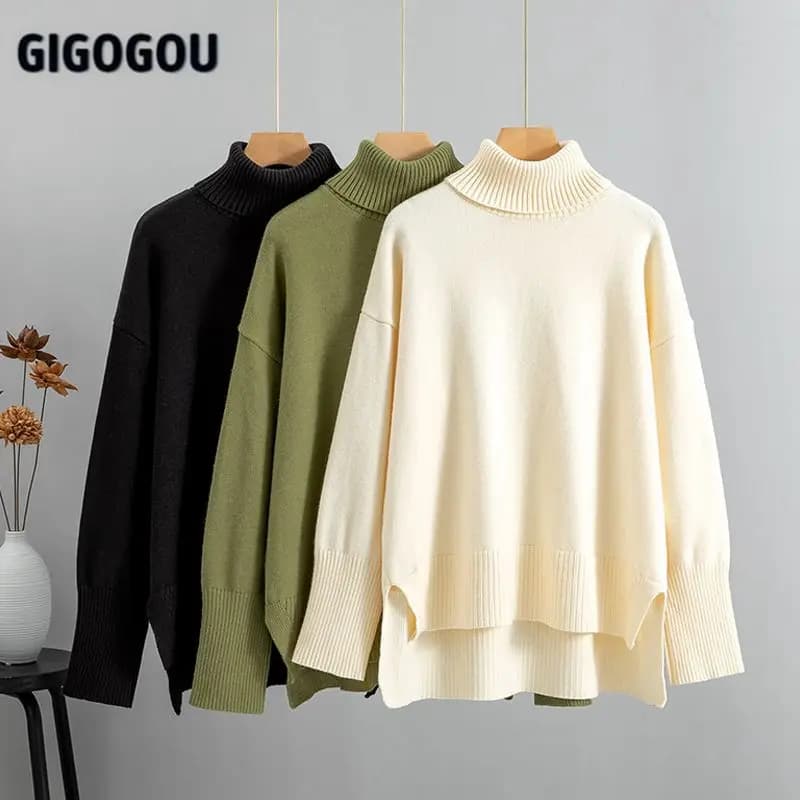 GIGOGO Maglione dolcevita in cashmere da donna oversize CHIC Nozioni di base Maglioni lavorati a maglia Top Autunno Inverno Caldo maglione pullover femminile