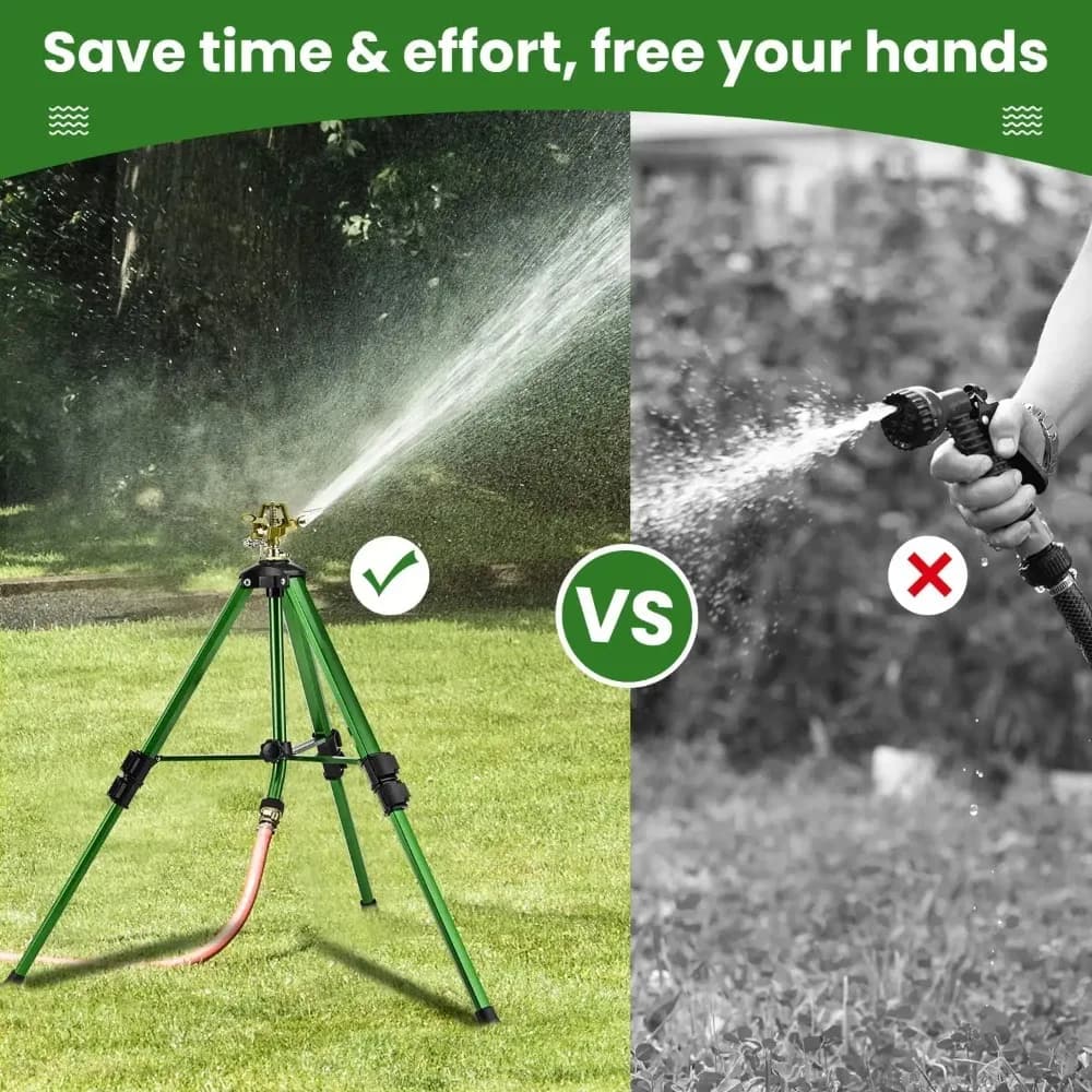 Heavy Duty Extra Tall Impact Sprinkler With Tripod Base 360 Degree Full Coverage Water Sprinkler For Lawn Yard Garden Irrigation Watering