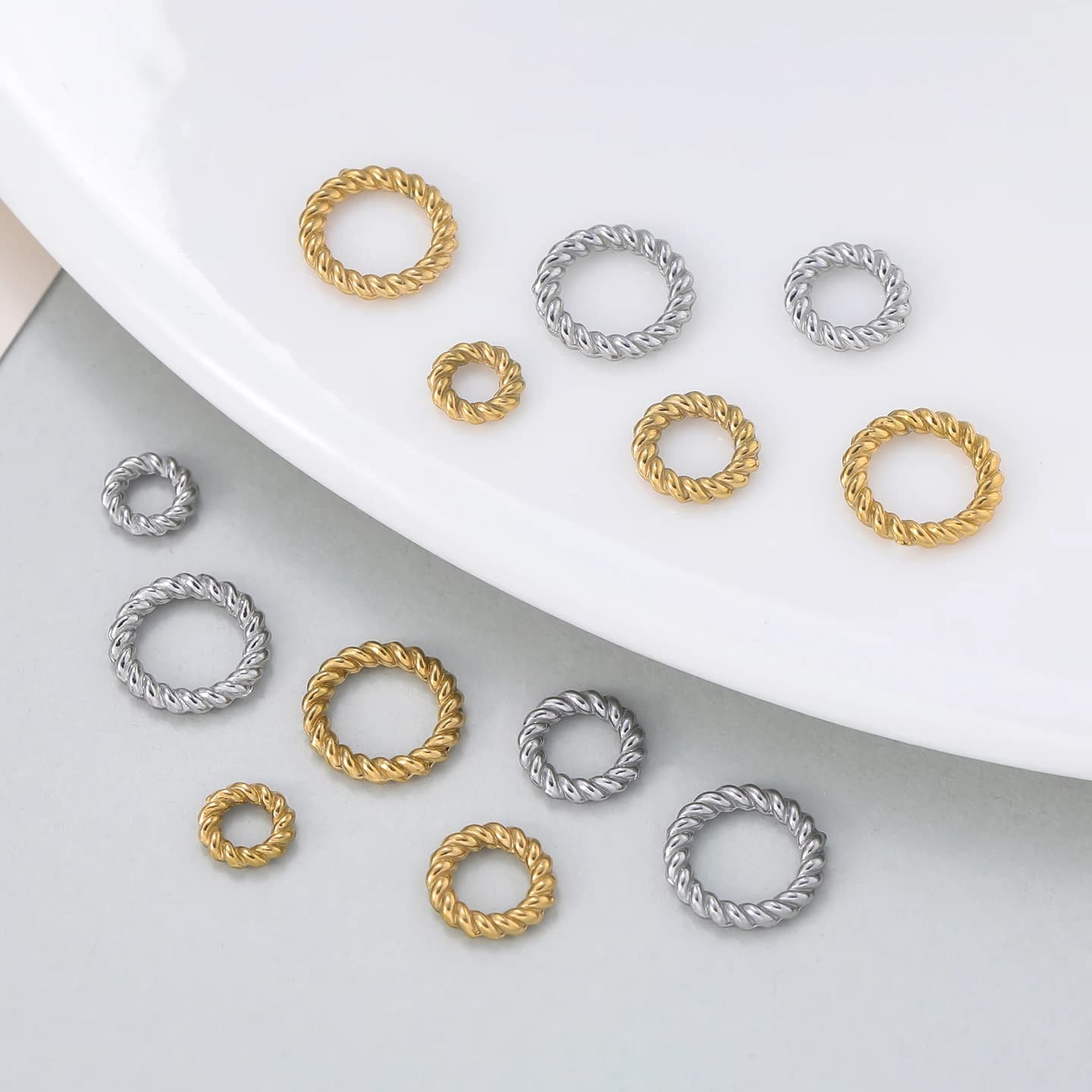 10 pieces stainless steel with woven rope, circular connector, closed jump rings, split ring for bracelets, necklaces, jewelry creation accessories