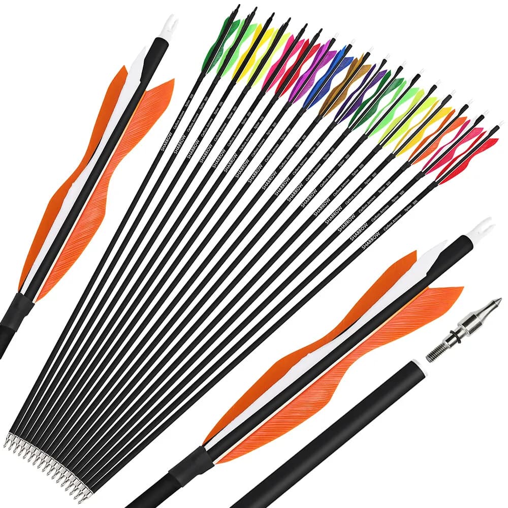 6/12 pezzi 31.5 ''frecce per tiro con l'arco frecce in carbonio ID6.2mm 5 pollici piume di tacchino arco caccia all'aperto tiro con l'arco tiro con l'arco pratica del bersaglio