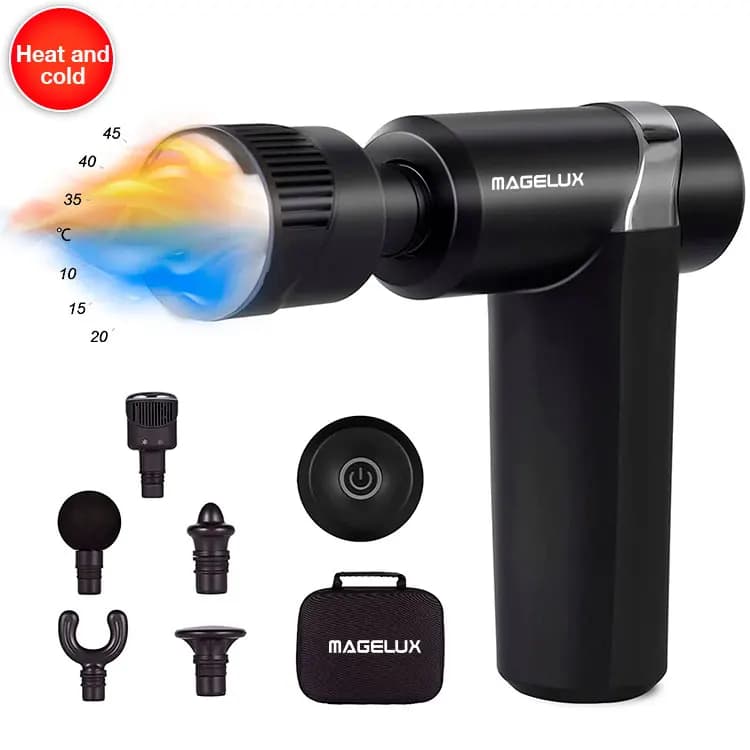 PRO Mini Gun Massager Deep Tissue Vibration Percussion Heating Warm Cooling Cold Hot Metal Head Fascia Muscle Mini Massage Gun
