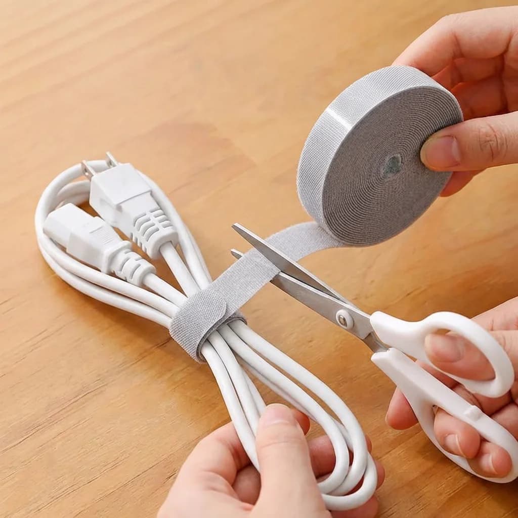 Fascette stringicavo in velcro da 1M, 1 pz, riutilizzabili, autoaderenti, senza residui, organizer per cavi per casa, ufficio e accessori da viaggio