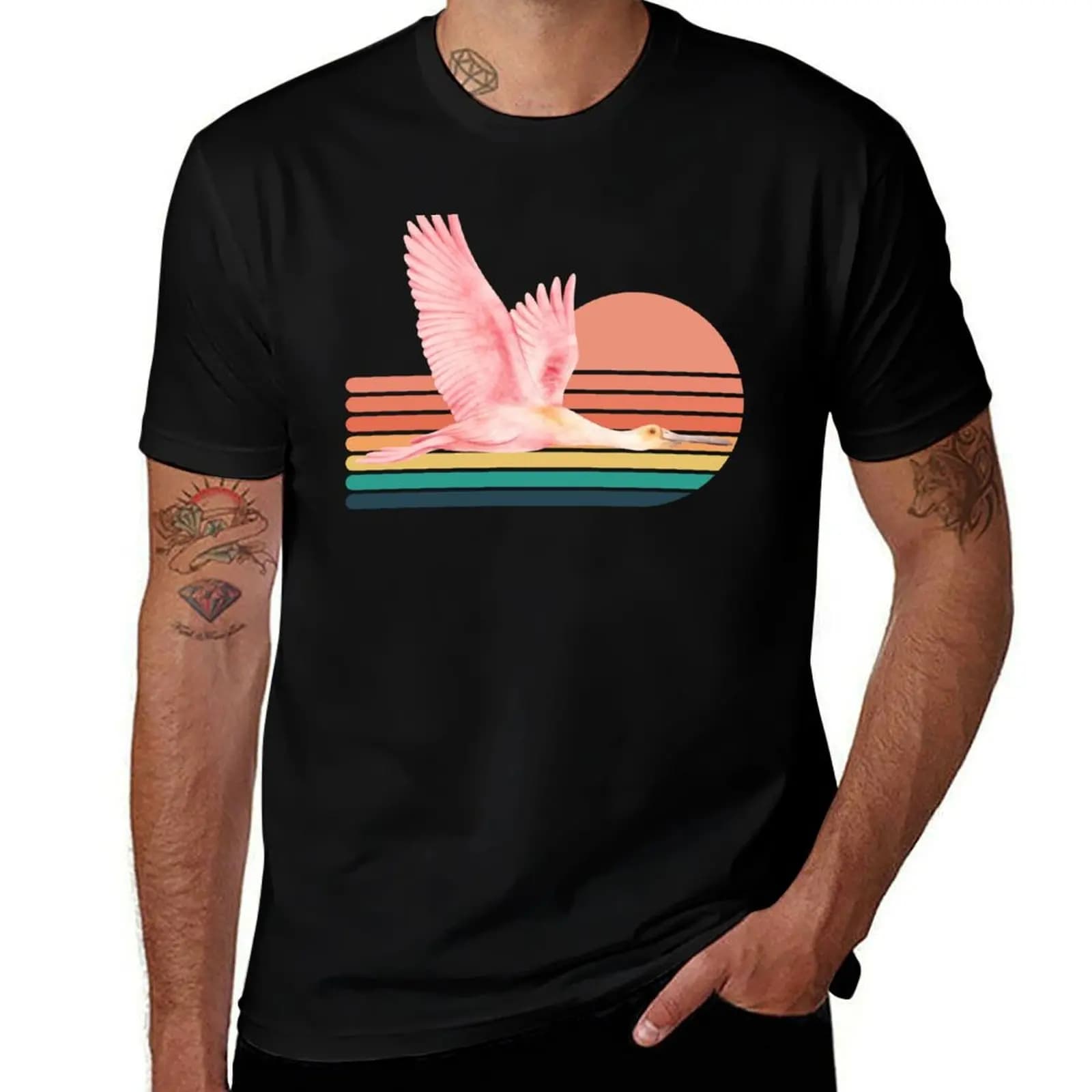 Roseate Spoonbill Shirt , Lover Gift Bird Watching Shirt T-Shirt Work Wear Short Sleeve T-Shirt