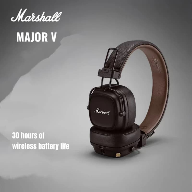 Cuffie Marshall MAJOR V Wireless Bluetooth a Lungo Raggio Pieghevoli di 5a Generazione Auricolari per Sport all'Aperto con Ricarica Wireless