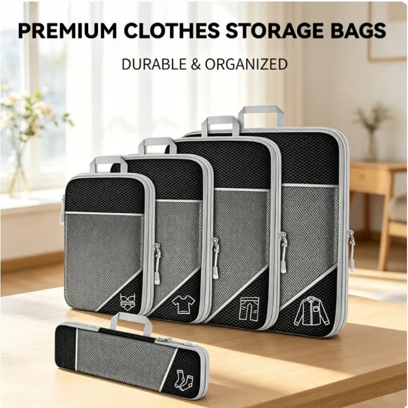 Set di 5 Cubi di Compressione Visivi in Rete per Viaggi con Borsa per Scarpe, Organizzatore Leggero per Valigie