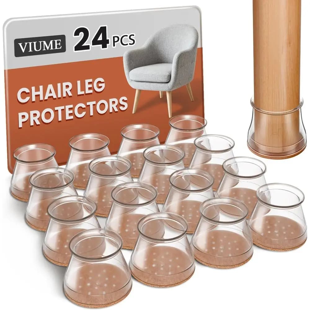 Confezione da 24 protezioni per pavimenti in legno per gambe di sedie - Cuscinetti in silicone antigraffio per gambe di mobili (da 1-5/16 a 2 pollici)