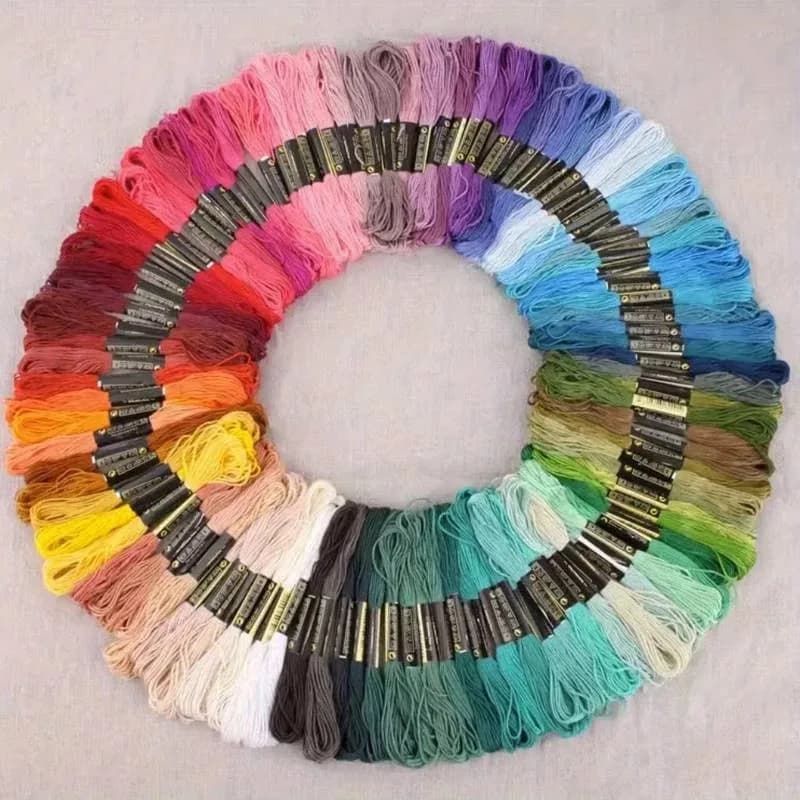 Set di 50 fili artigianali arcobaleno - Bracciale dell'amicizia a 6 fili con aghi da ricamo e custodia per organizer, cotone