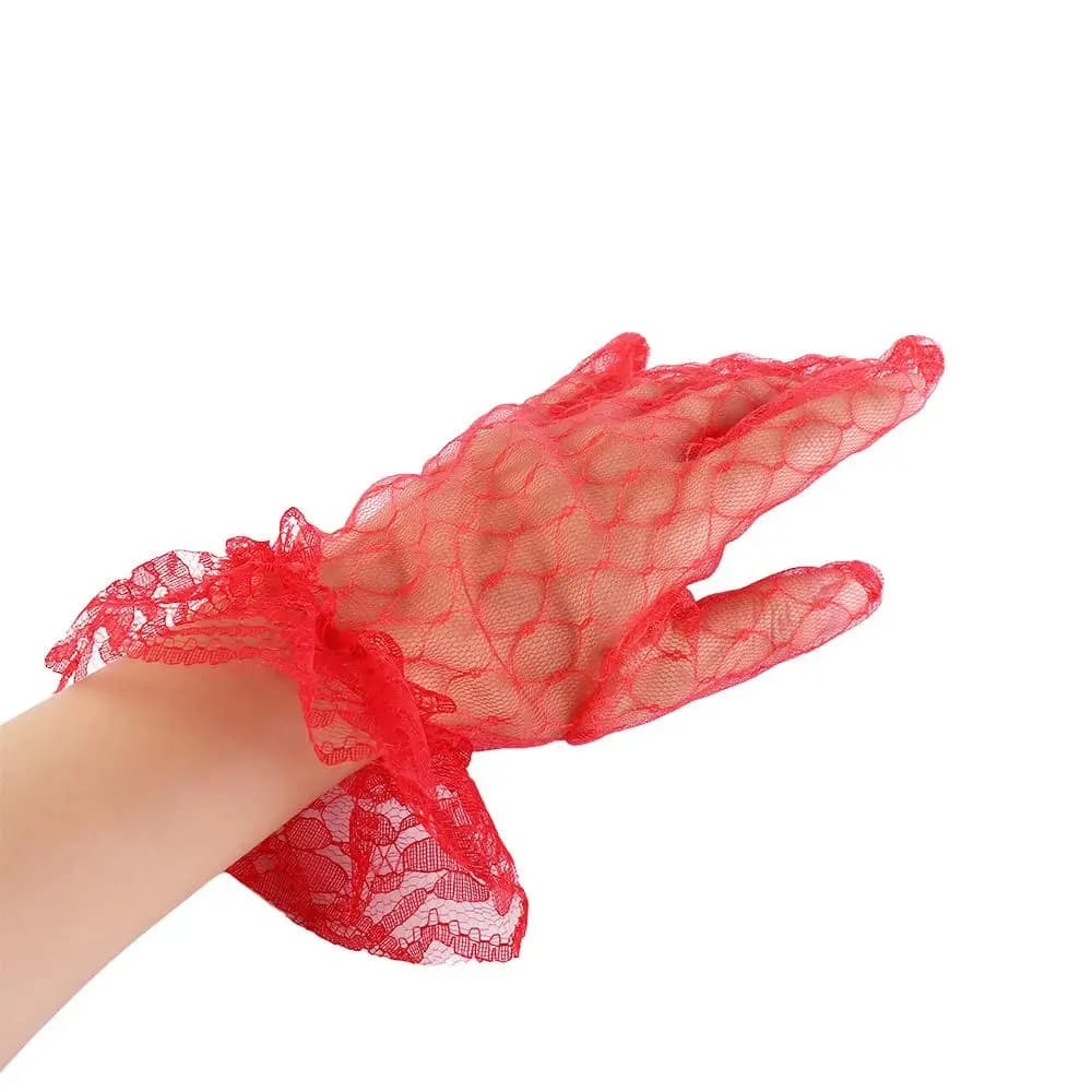 Elastic Retro Short Autumn Banquet Dinner Dress Thin Mittens Bridal Mesh Gloves Lace Gloves Wedding