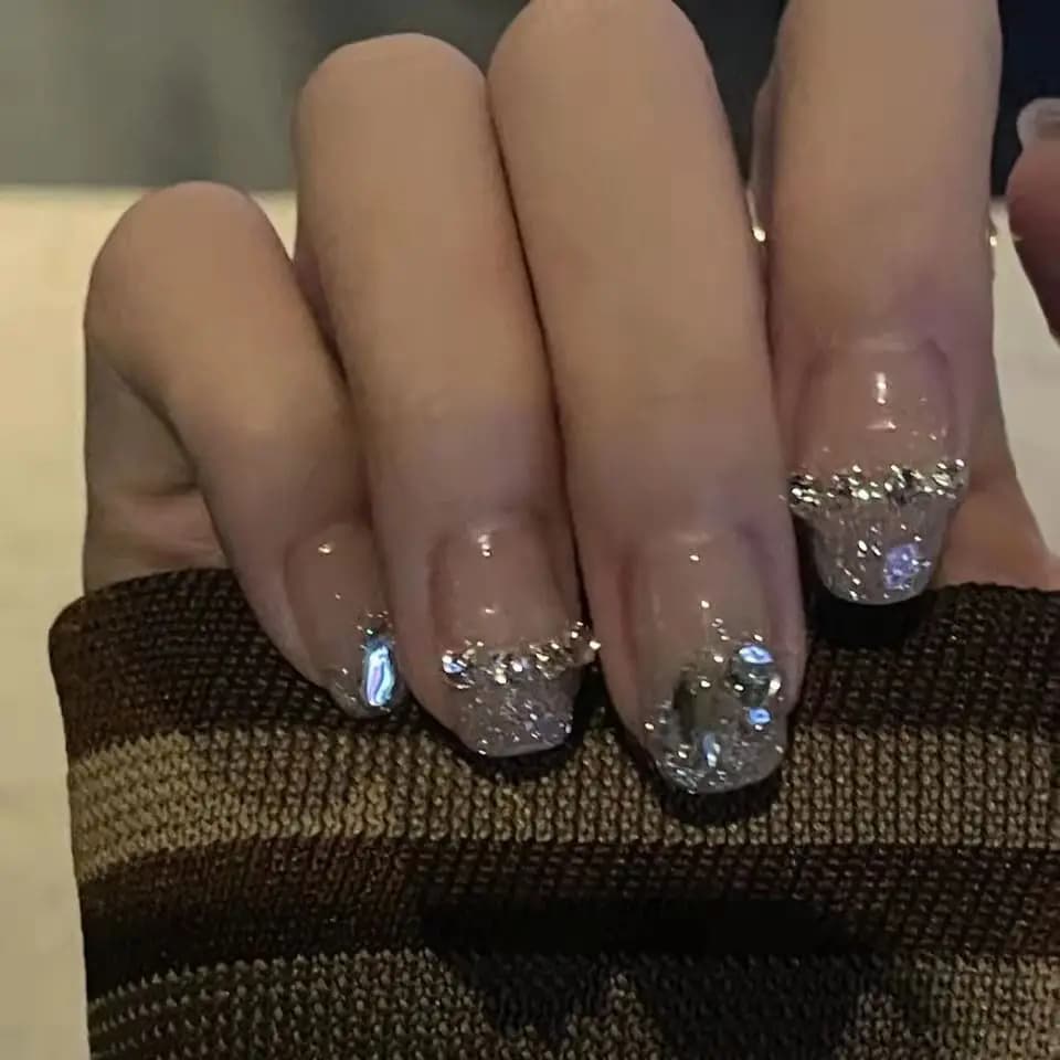 10 pcs. Fin Nails Stickers Spring Summer Crafts with Seillettes Sparkling and Strass, Bride Design, Fin Nails Sticker with Decorations